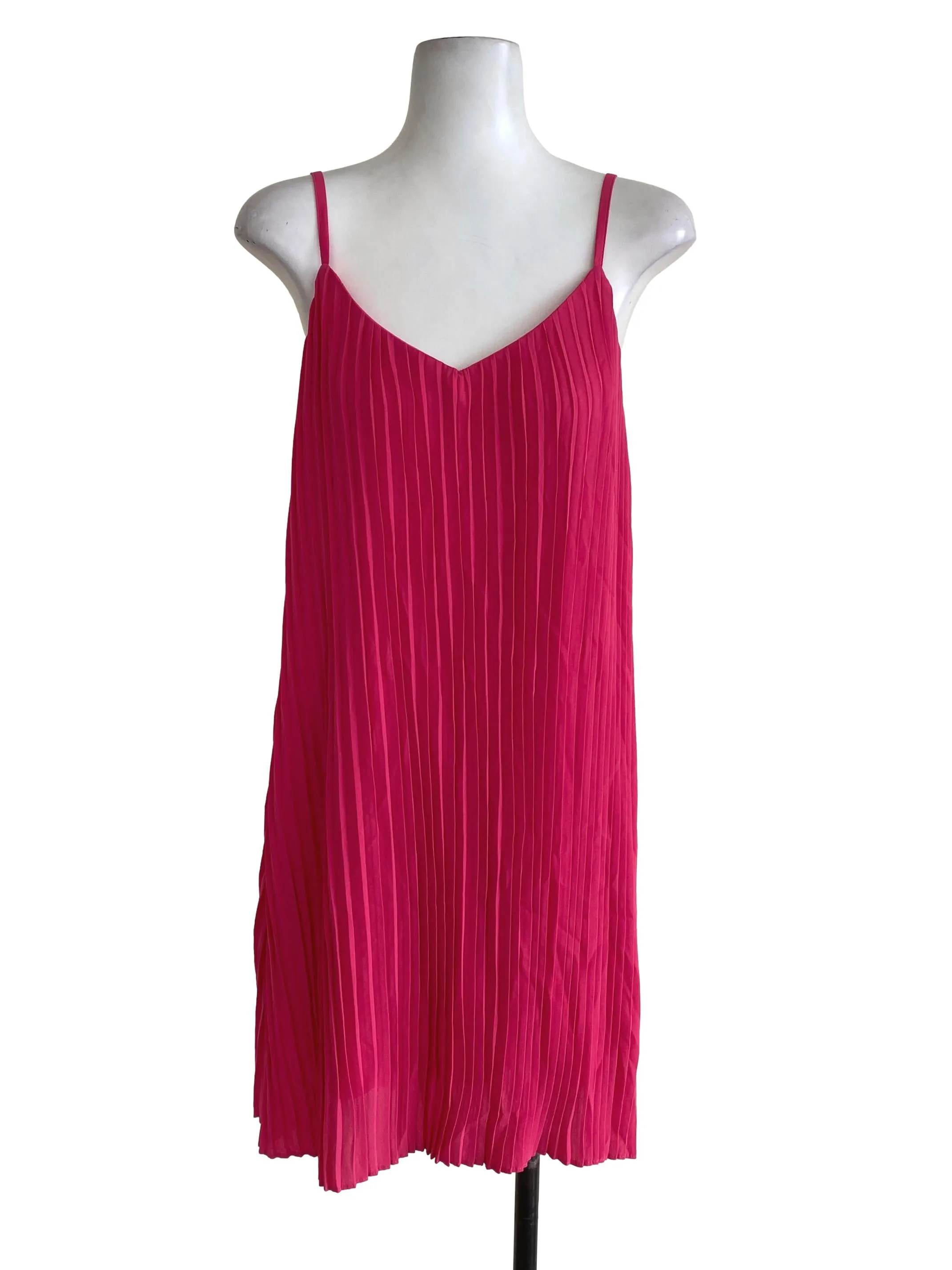Bright Pink Pleated Dress