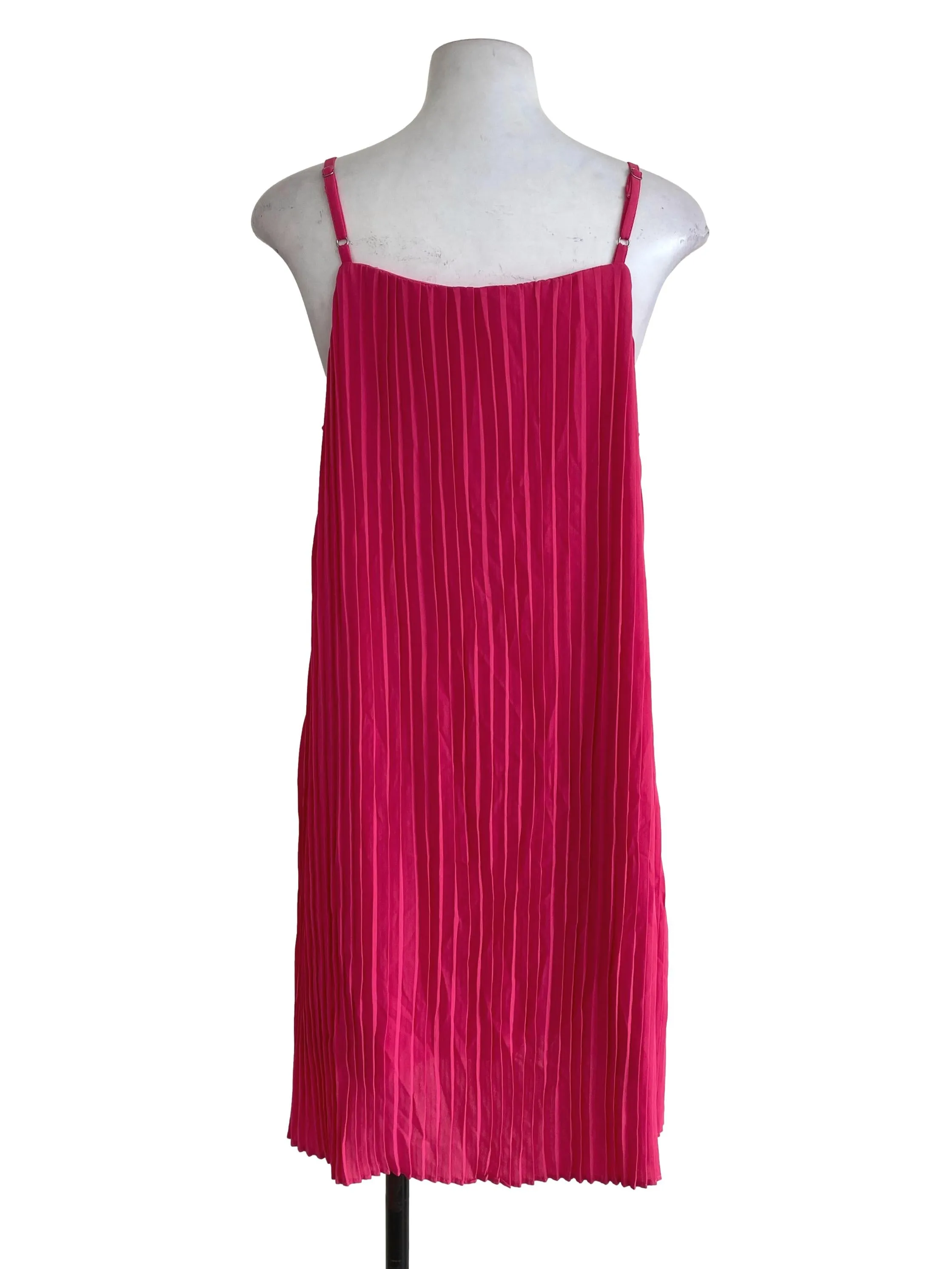 Bright Pink Pleated Dress