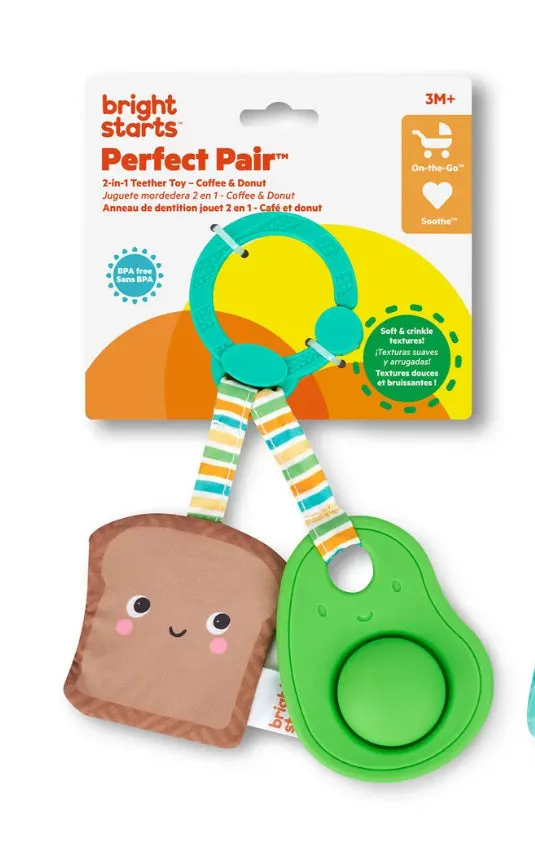 Bright Starts - Perfect Pair Teether - Avocado & Toast