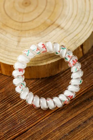 Bright White Floral Phone Cord Scrunchie