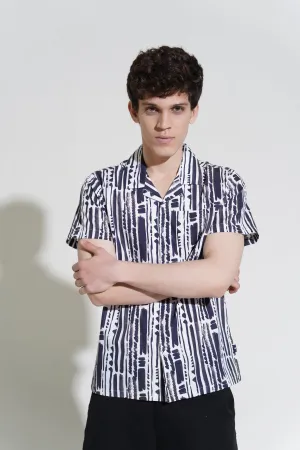 Bright White Printed Casual Shirt