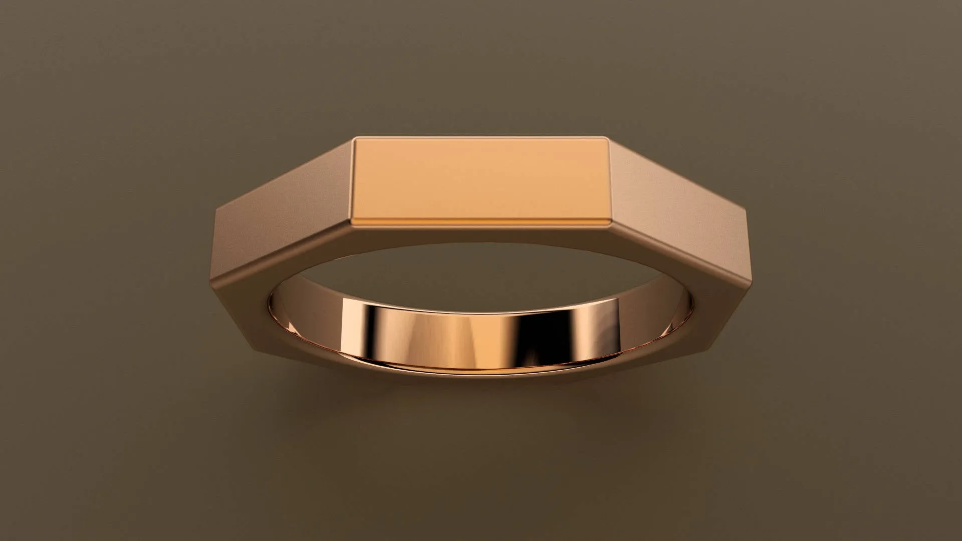 Brushed Rose Gold 4mm Octagon Bolt Wedding Band