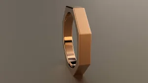 Brushed Rose Gold 4mm Octagon Bolt Wedding Band