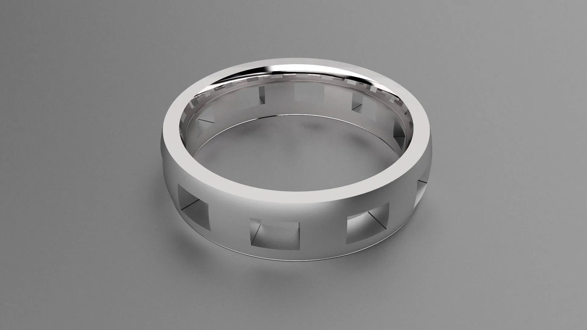 Brushed Sterling Silver 6mm Cutout Wedding Band
