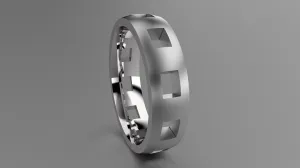 Brushed Sterling Silver 6mm Cutout Wedding Band