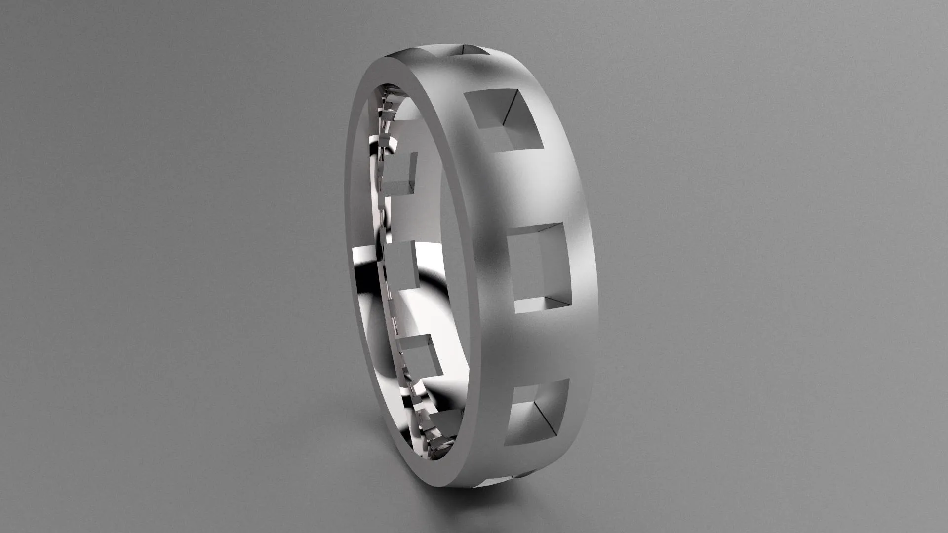 Brushed Sterling Silver 6mm Cutout Wedding Band