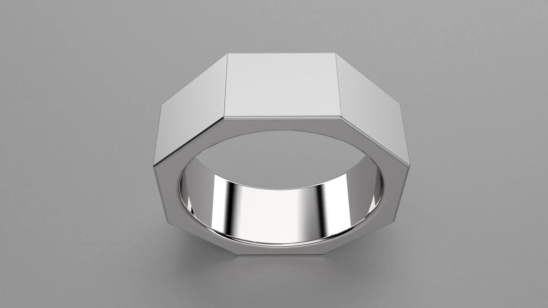 Brushed Sterling Silver 8mm Octagon Bolt Wedding Band