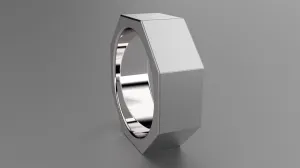 Brushed Sterling Silver 8mm Octagon Bolt Wedding Band