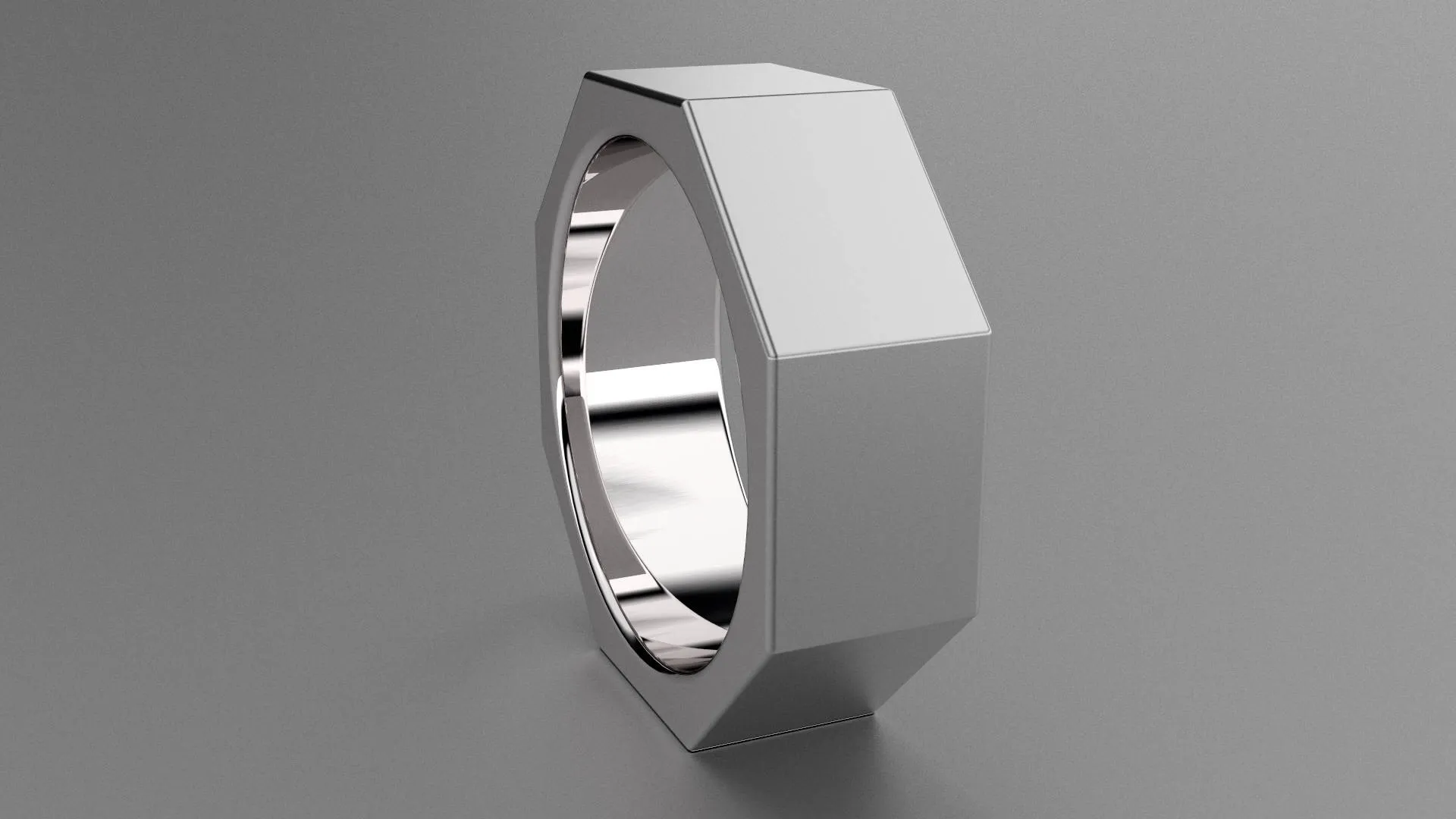 Brushed Sterling Silver 8mm Octagon Bolt Wedding Band