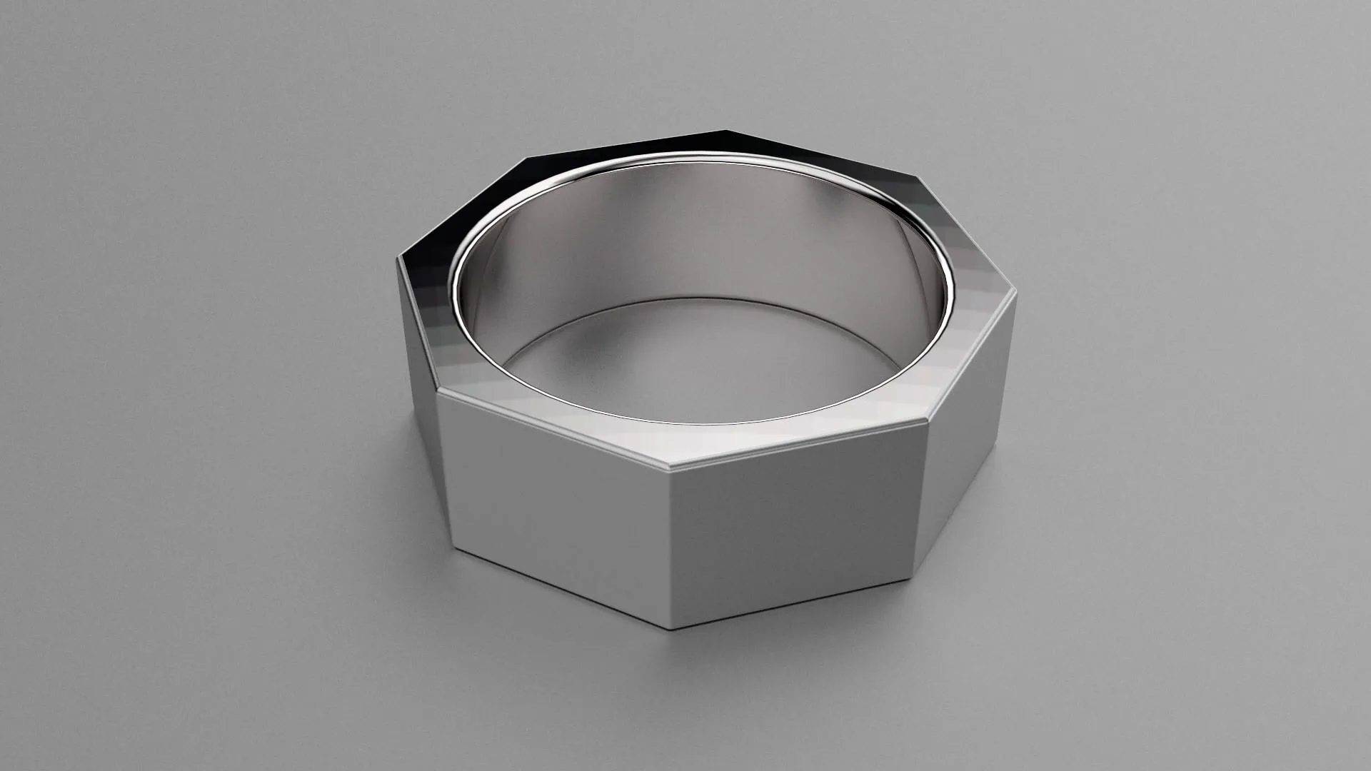 Brushed Sterling Silver 8mm Octagon Bolt Wedding Band