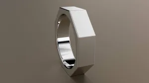 Brushed White Gold 6mm Octagon Bolt Wedding Band