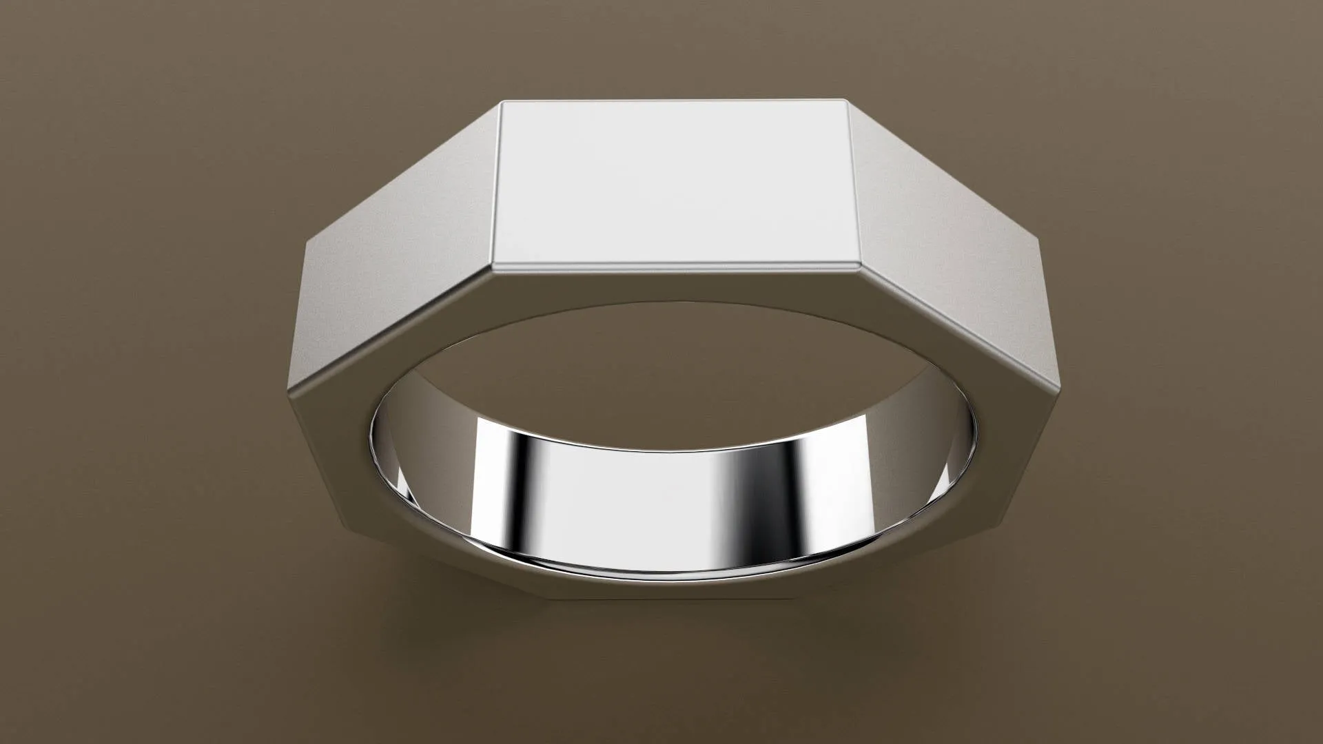 Brushed White Gold 6mm Octagon Bolt Wedding Band