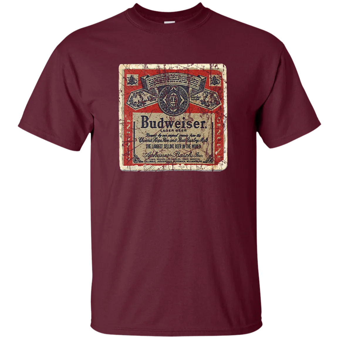 Budweiser Beer Coaster T-Shirt Custom Designed Worn Pattern