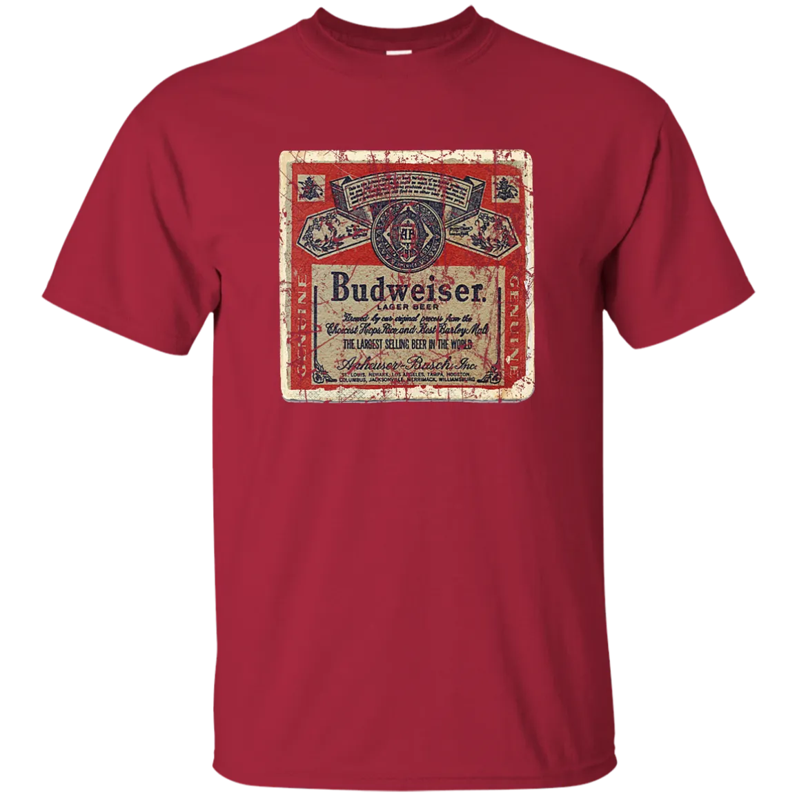Budweiser Beer Coaster T-Shirt Custom Designed Worn Pattern