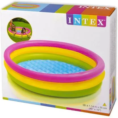 [Bundle Of 2] Intex 3-Ring Sunset Glow Pool with Inflatable Floor (112cm x 25cm)