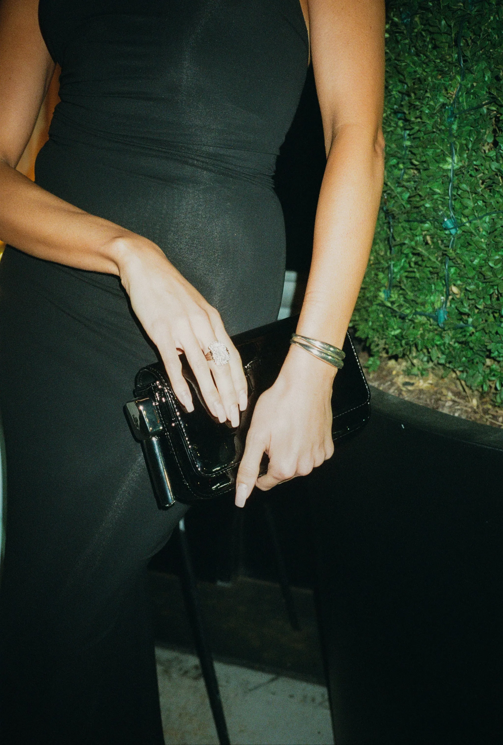 Burn Clutch in Patent Black Croc