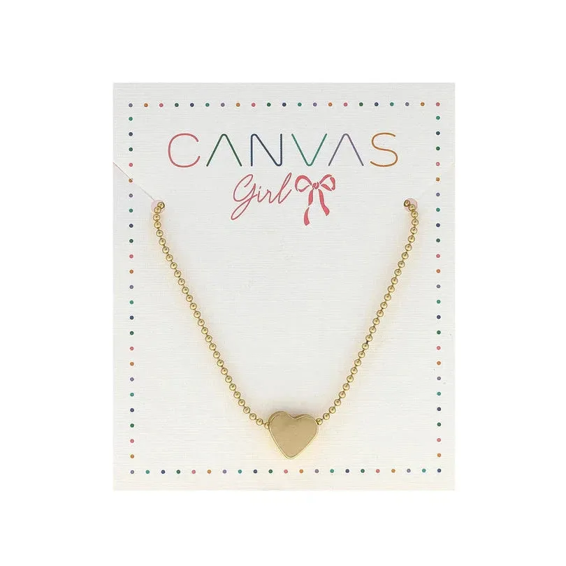 CANVAS Cleo Heart Children's Neckace in Worn Gold