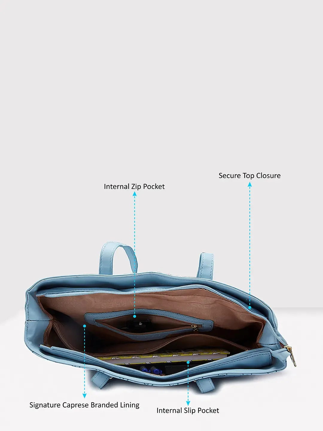 Caprese Freya Large Soft Blue Tote Bag