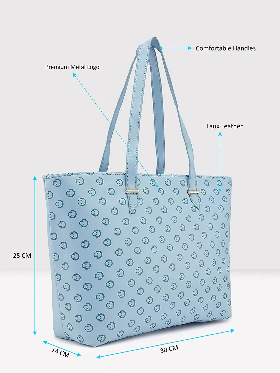 Caprese Freya Large Soft Blue Tote Bag