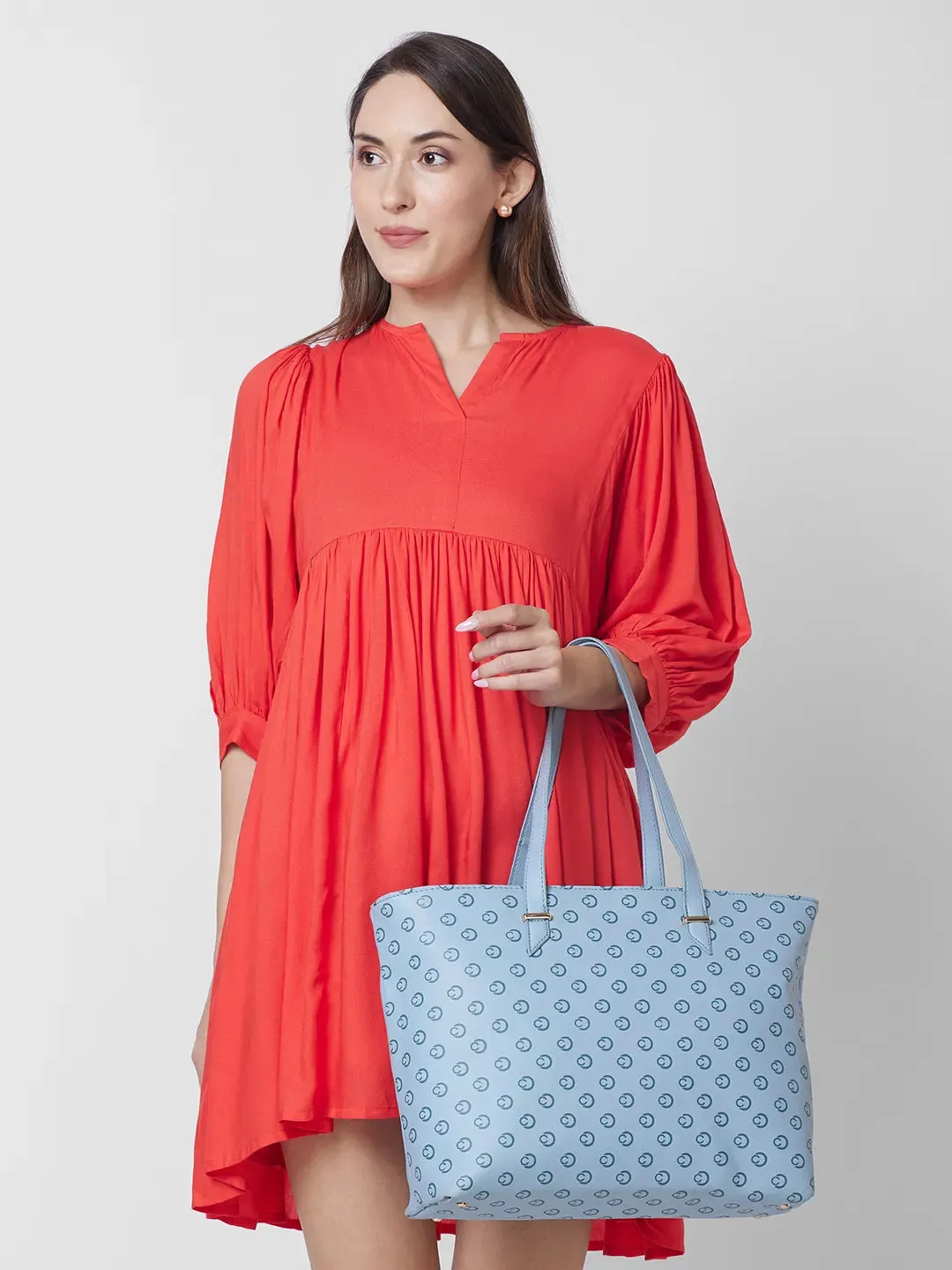 Caprese Freya Large Soft Blue Tote Bag