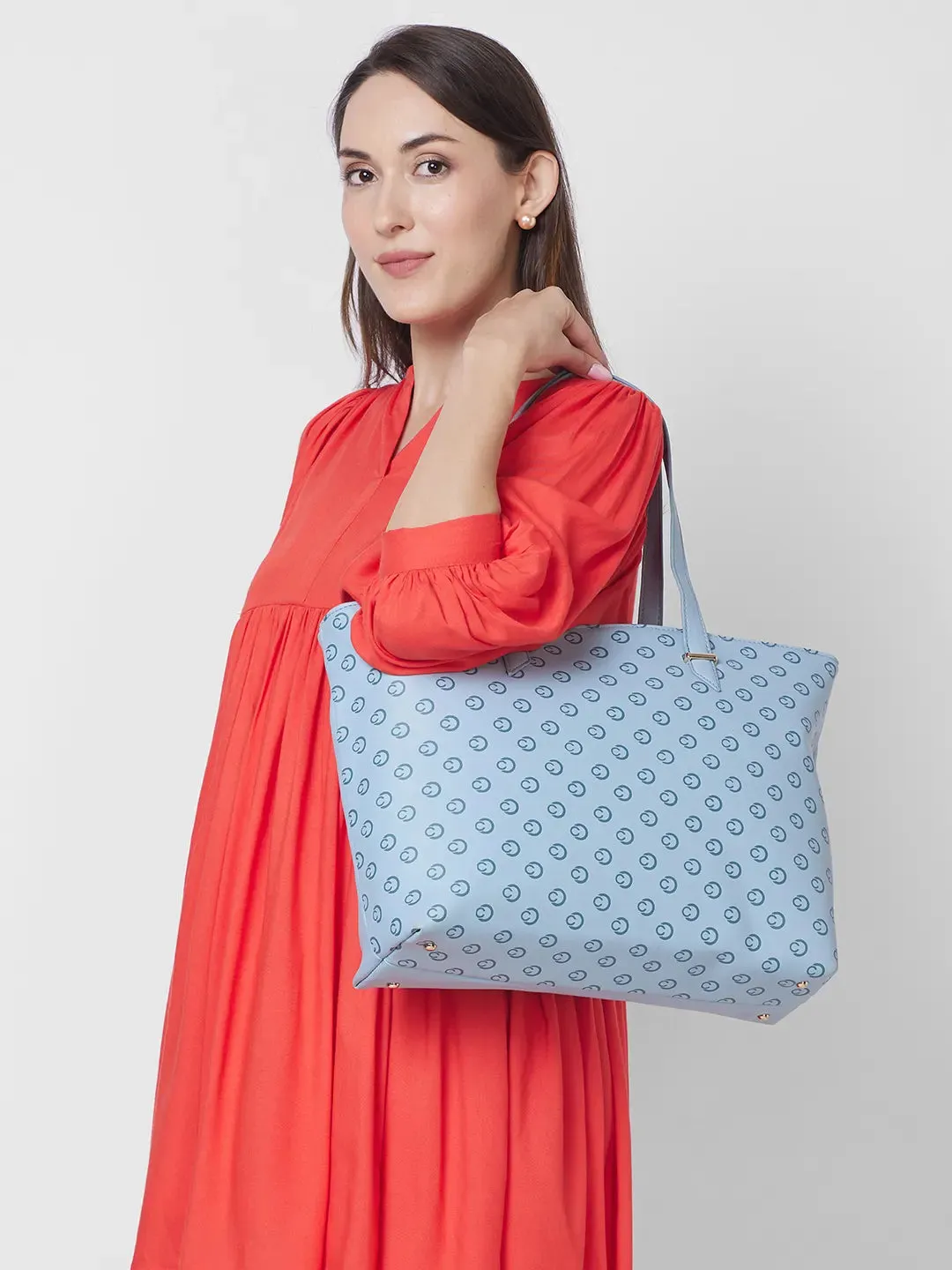Caprese Freya Large Soft Blue Tote Bag