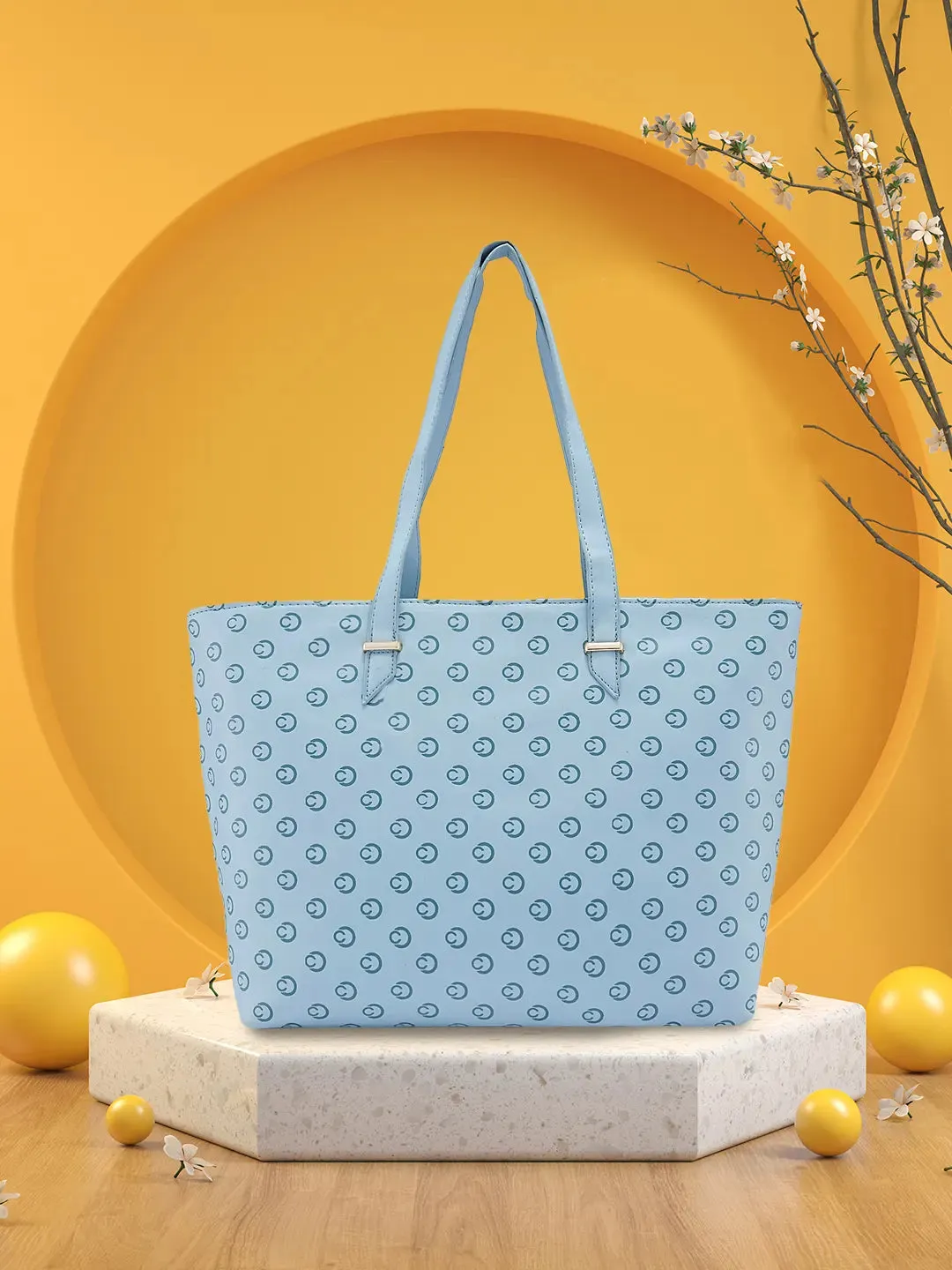 Caprese Freya Large Soft Blue Tote Bag