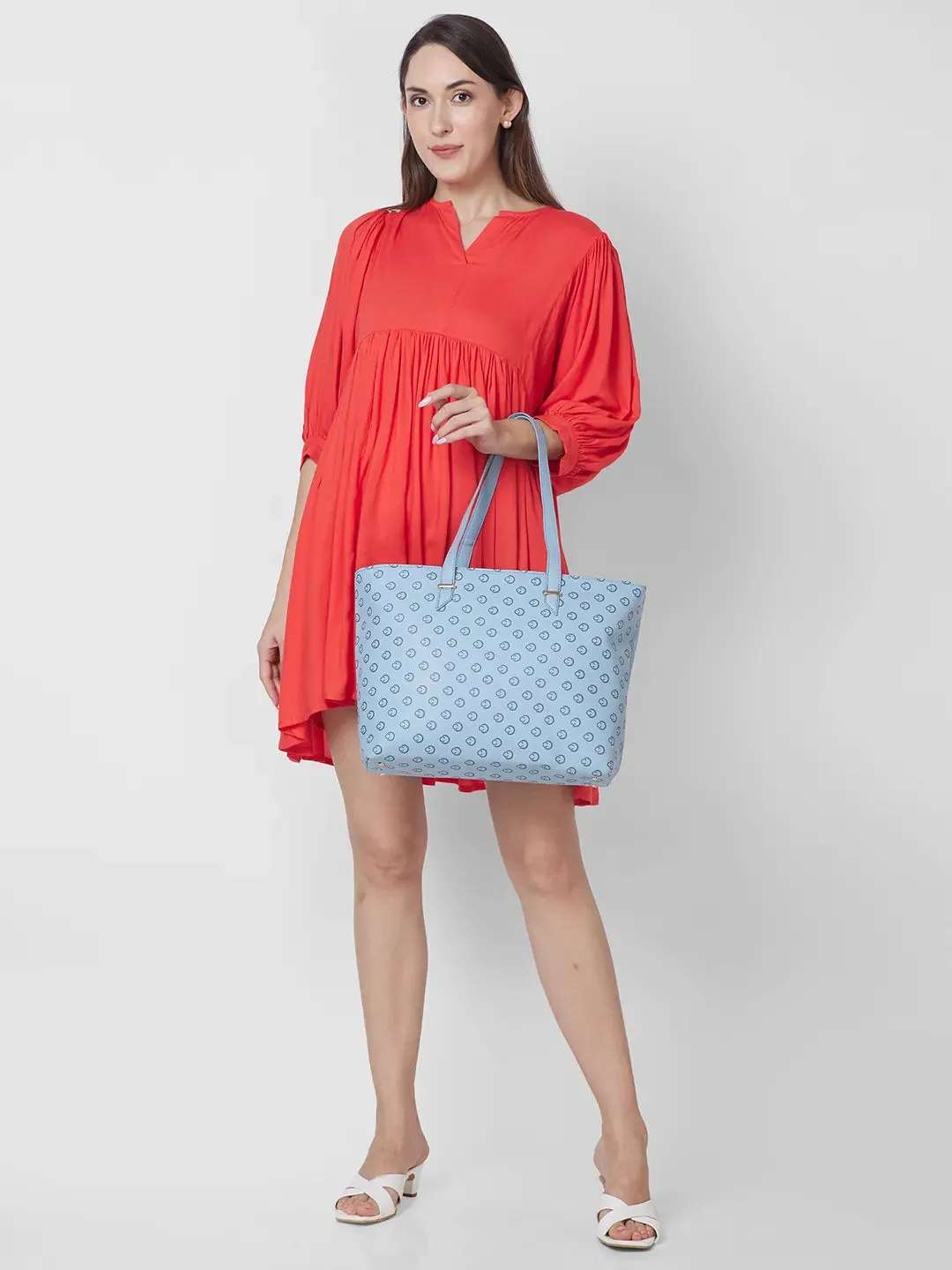 Caprese Freya Large Soft Blue Tote Bag