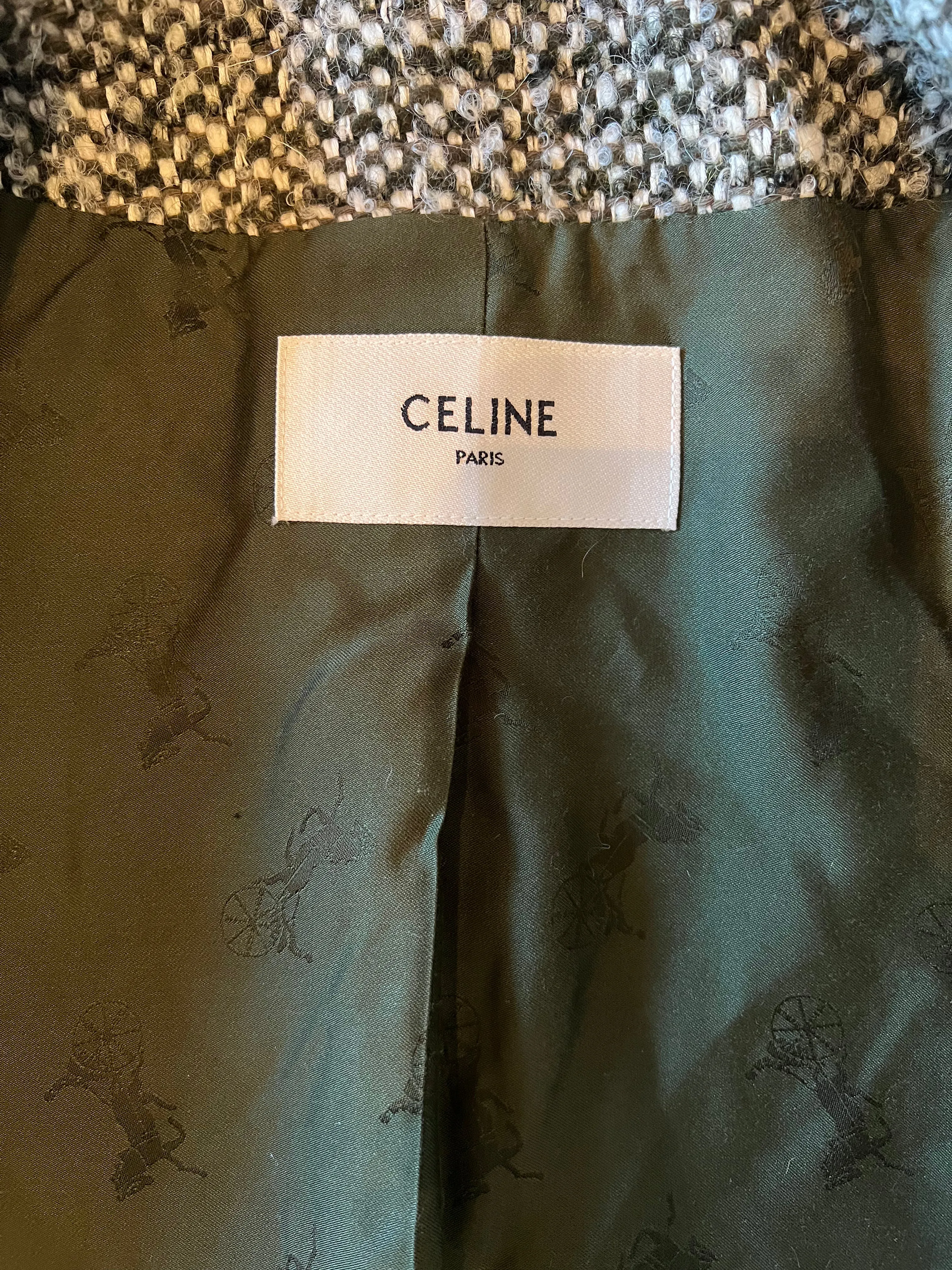 Celine Olive Tweed Size 38 Chausser Jacket