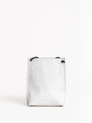 cell pouch - embossed white lizard
