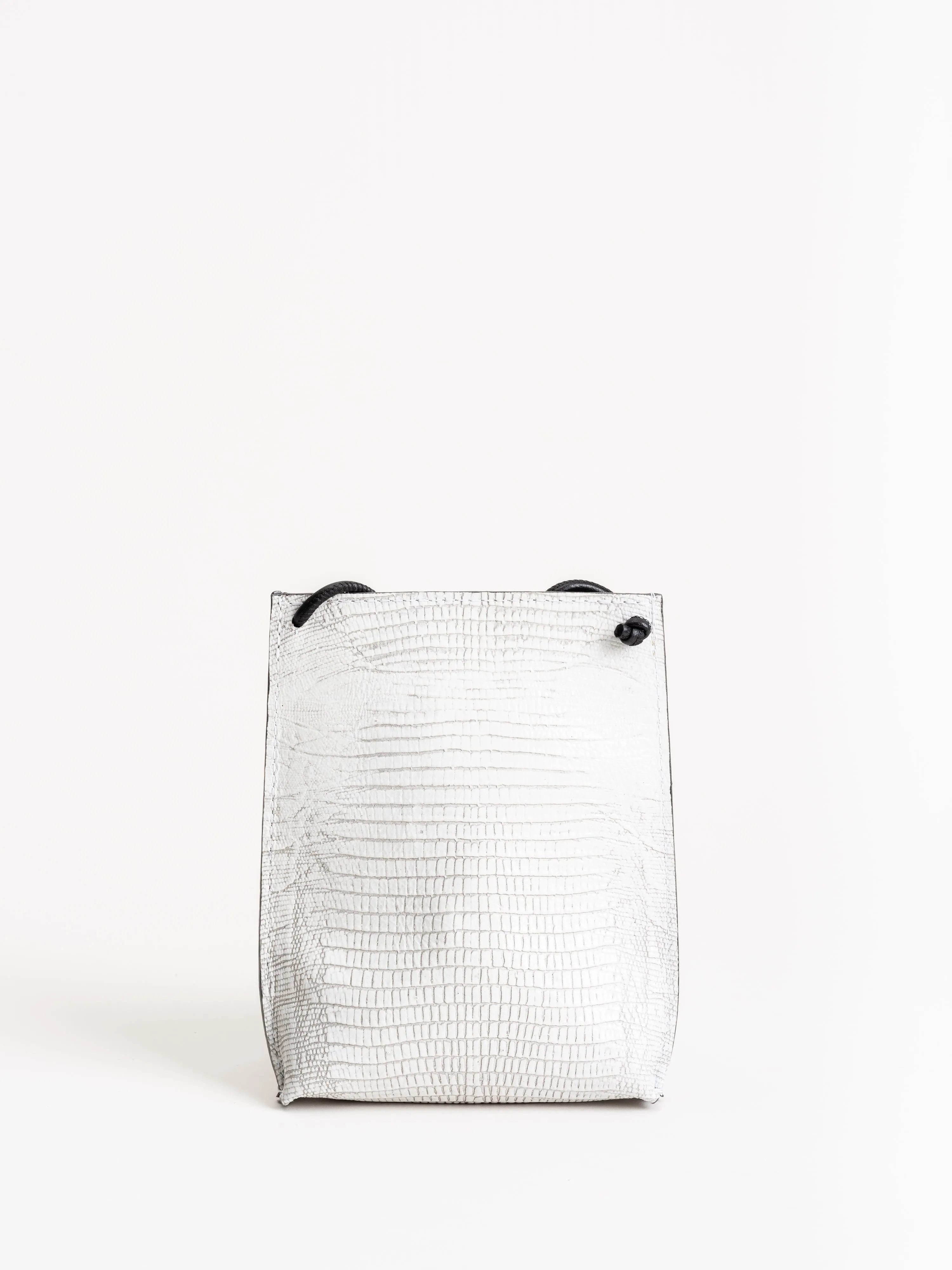 cell pouch - embossed white lizard