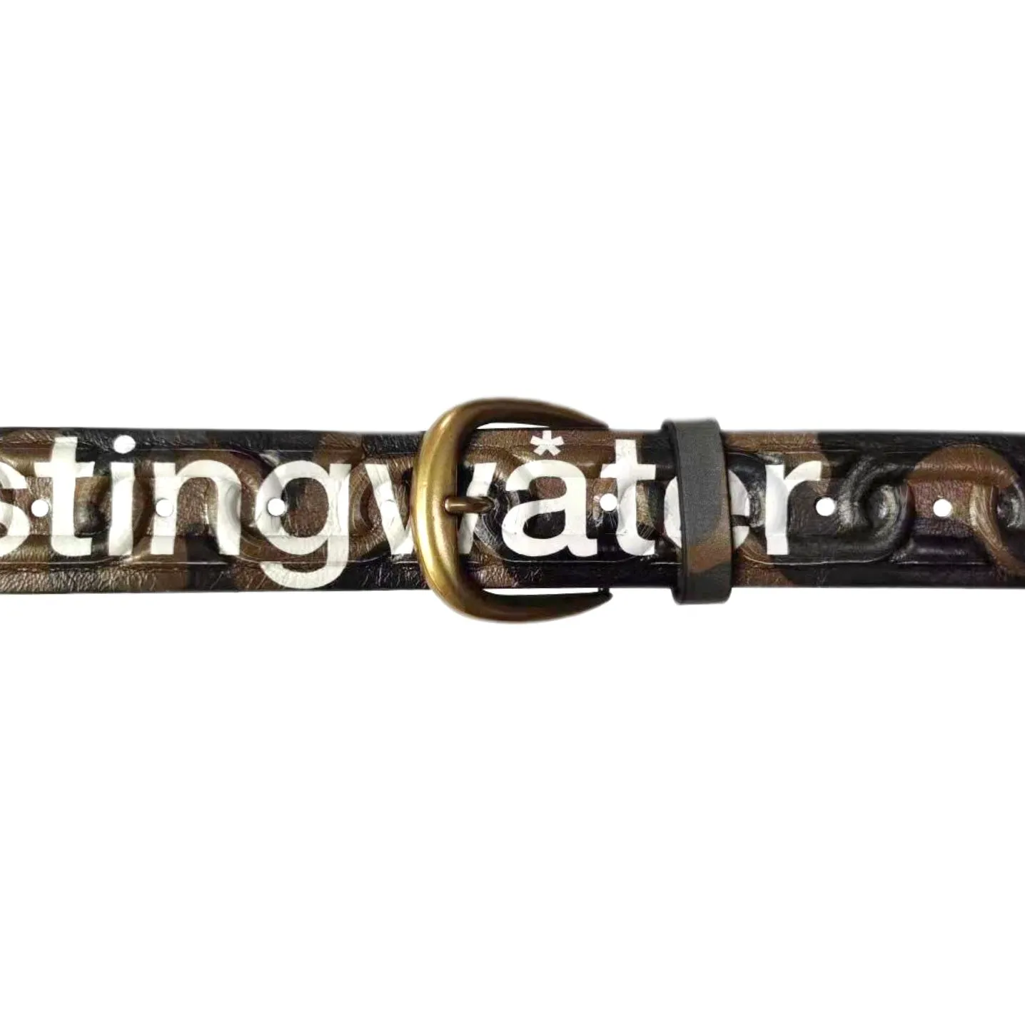 Chain Embossed Leather Belt Camoe