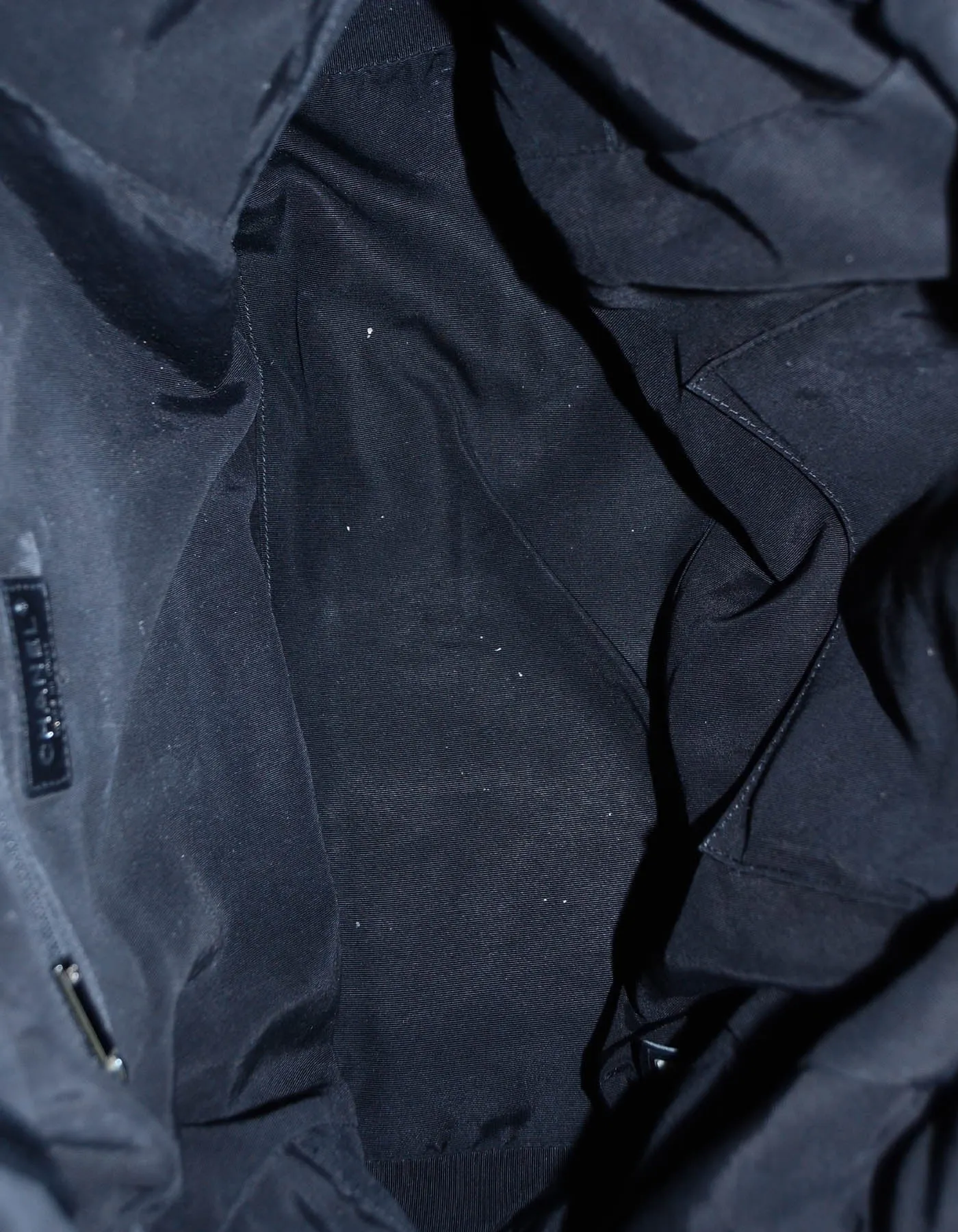Chanel Black Aged Calfskin Leather Chevron Large Soft Bowling Bag