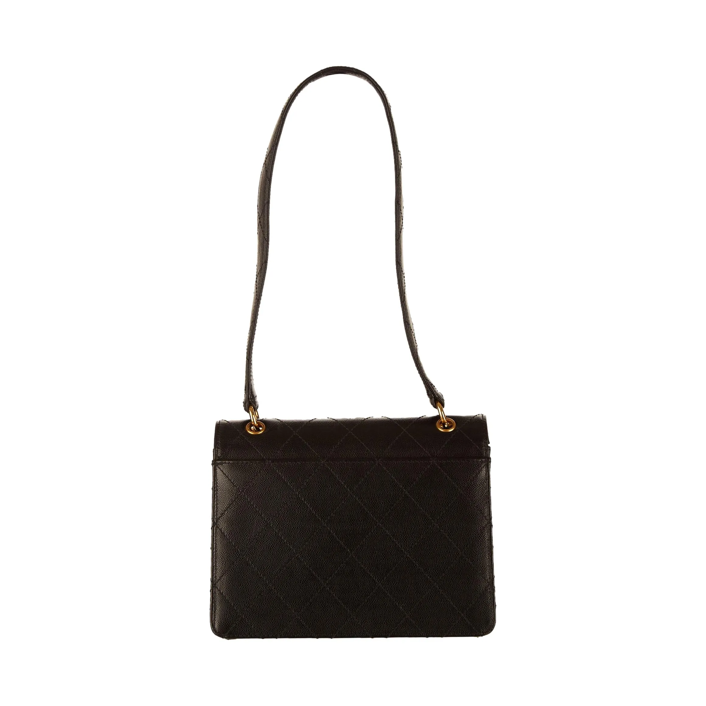 Chanel Black Caviar Trapezoid Flap Bag