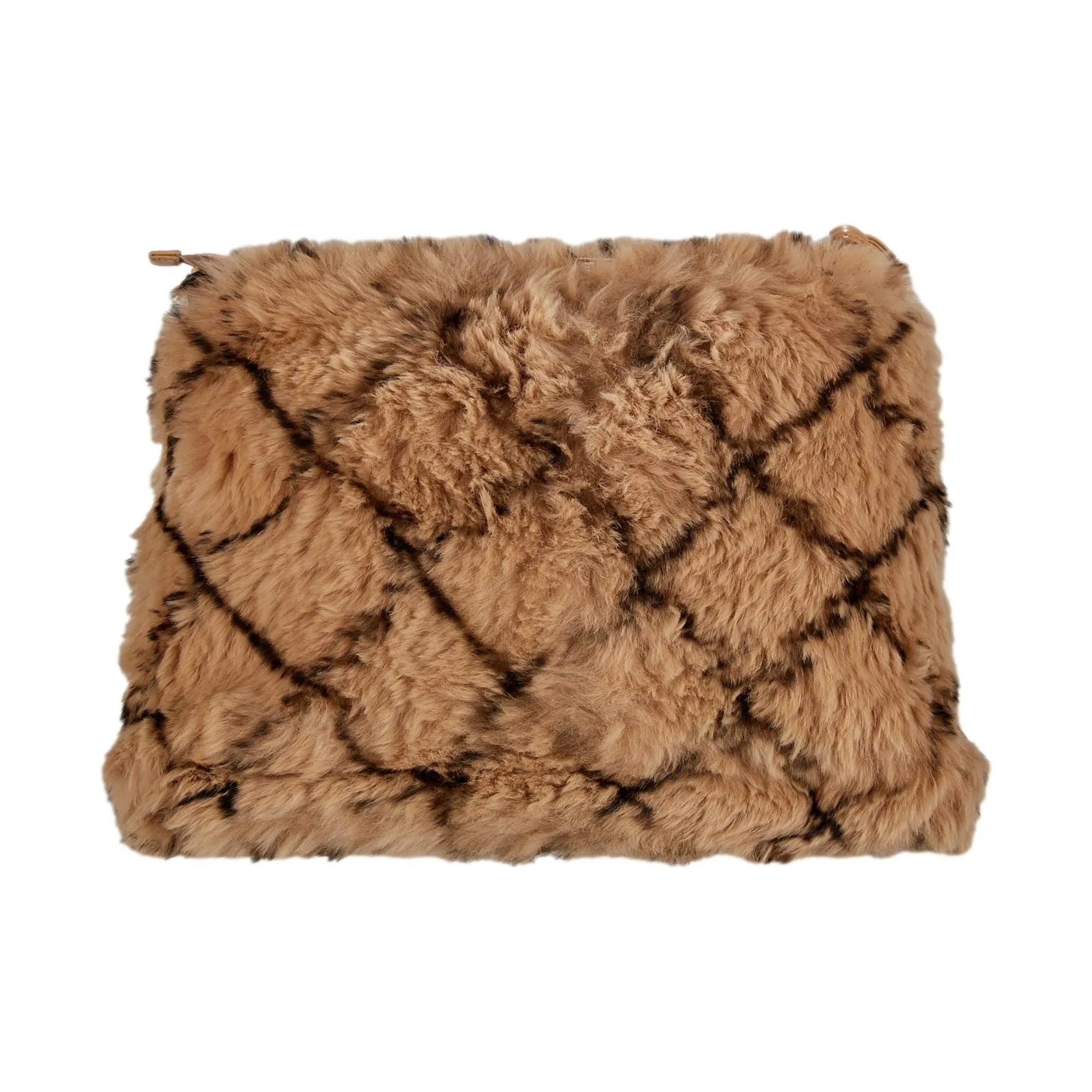 Chanel Brown Fur Logo Chain Shoulder Bag