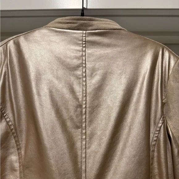 CHICO’S Metallic Asymmetrical Moto Jacket Size 1/8/M Soft Stylish Edgy
