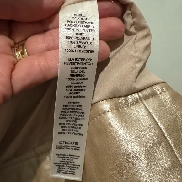 CHICO’S Metallic Asymmetrical Moto Jacket Size 1/8/M Soft Stylish Edgy