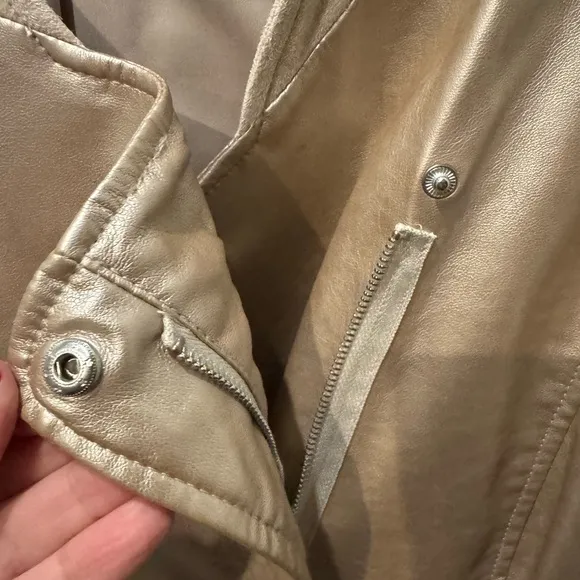 CHICO’S Metallic Asymmetrical Moto Jacket Size 1/8/M Soft Stylish Edgy