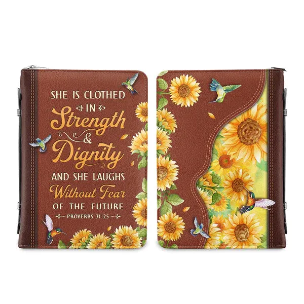 Christianart Bible Cover - She Is Clothed In Strength And Dignity Proverbs 31 25 - Personalized Gifts for Pastor - Gifts For Women - CABBBCV08060324.