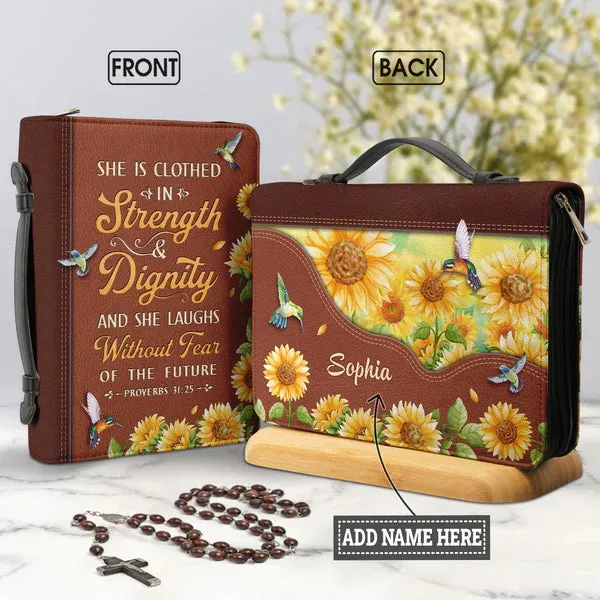 Christianart Bible Cover - She Is Clothed In Strength And Dignity Proverbs 31 25 - Personalized Gifts for Pastor - Gifts For Women - CABBBCV08060324.