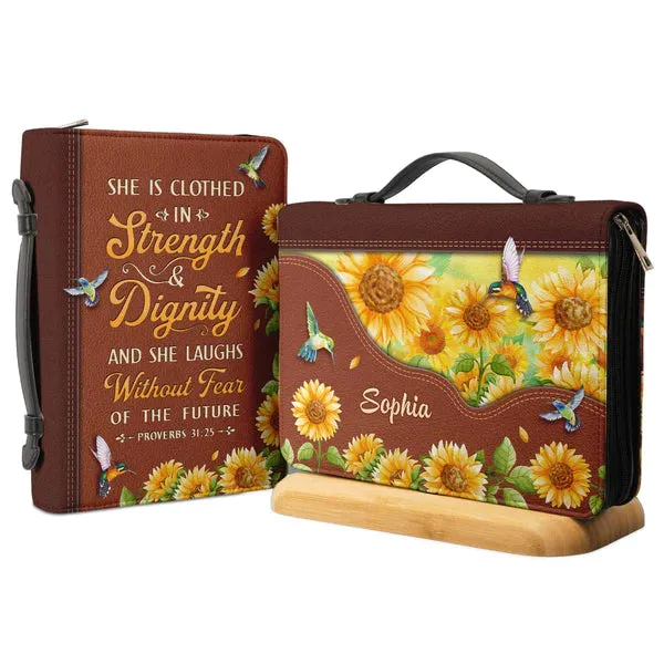 Christianart Bible Cover - She Is Clothed In Strength And Dignity Proverbs 31 25 - Personalized Gifts for Pastor - Gifts For Women - CABBBCV08060324.