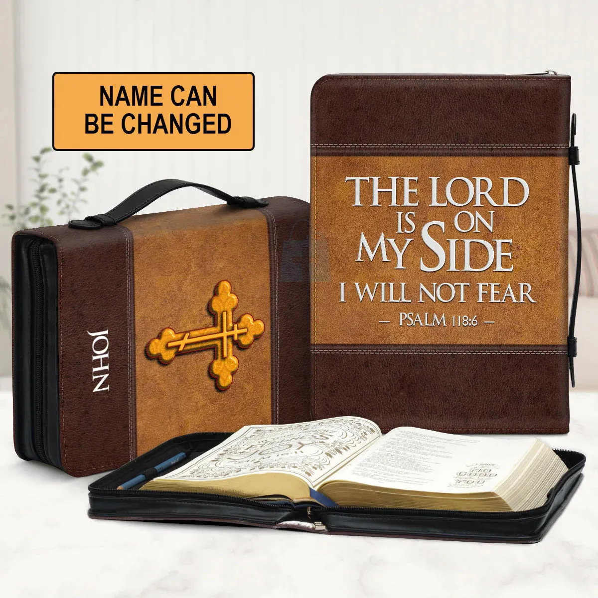 Christianart Bible Cover - The Lord Is On My Side I Will Not Fear Psalm 118:6 - Personalized Bible Cover - Bible Cover For Men - CABBBCV05080324.