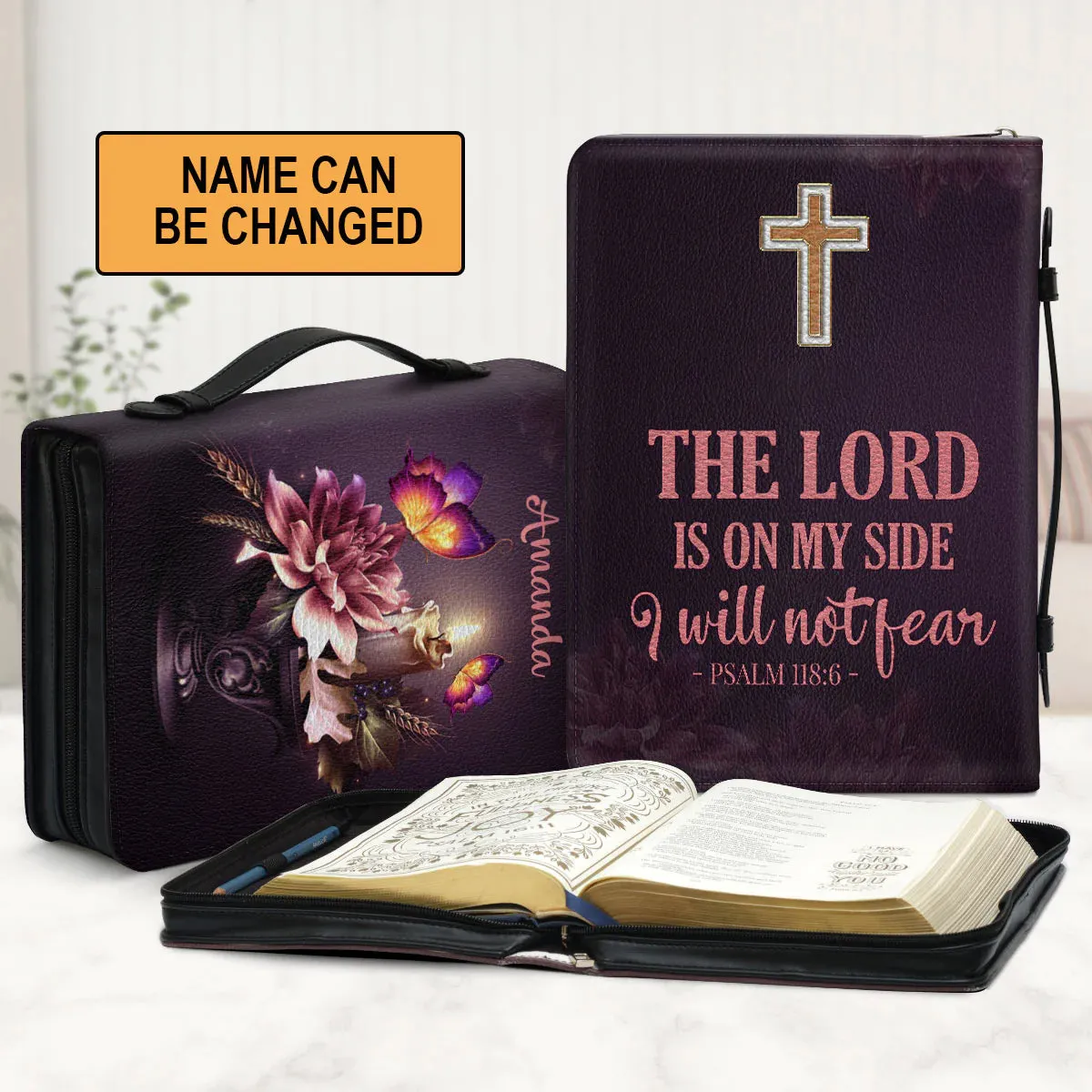 Christianart Bible Cover - The Lord Is On My Side I Will Not Fear Psalm 118:6 - Personalized Bible Cover - Bible Cover For Women - CABBBCV26070324.