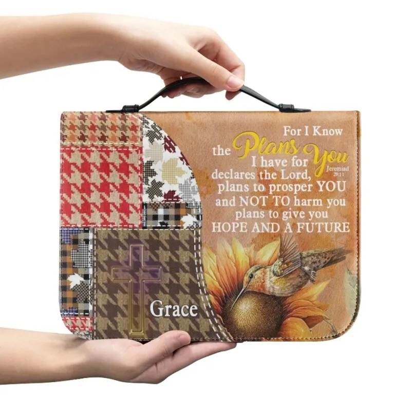 Christianartbag Bible Cover - For I Know The Plans I Have For You Bible Cover - Personalized Bible Cover - Promise Patchwork Bible Cover - CABBBCV01230823.