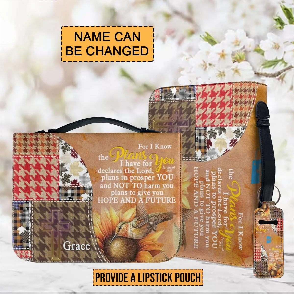 Christianartbag Bible Cover - For I Know The Plans I Have For You Bible Cover - Personalized Bible Cover - Promise Patchwork Bible Cover - CABBBCV01230823.
