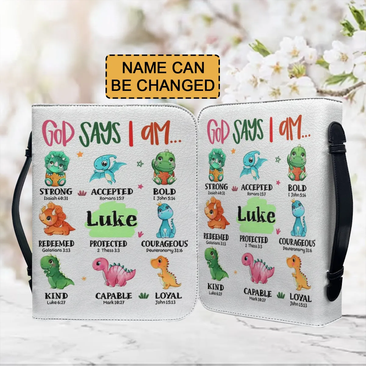 Christianartbag Bible Cover, God Says I Am Bible Cover, Personalized Bible Cover, Cute Dinosaur Bible Cover, Bible Cover For Kids, Christian Gifts, CAB03281123.
