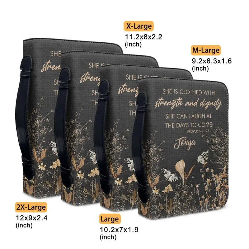 Christianartbag Bible Cover, She Is Clothed With Strength and Dignity Her Bible Cover, Personalized Bible Cover, Flower Bible Cover, Christian Gifts, CAB05201123.