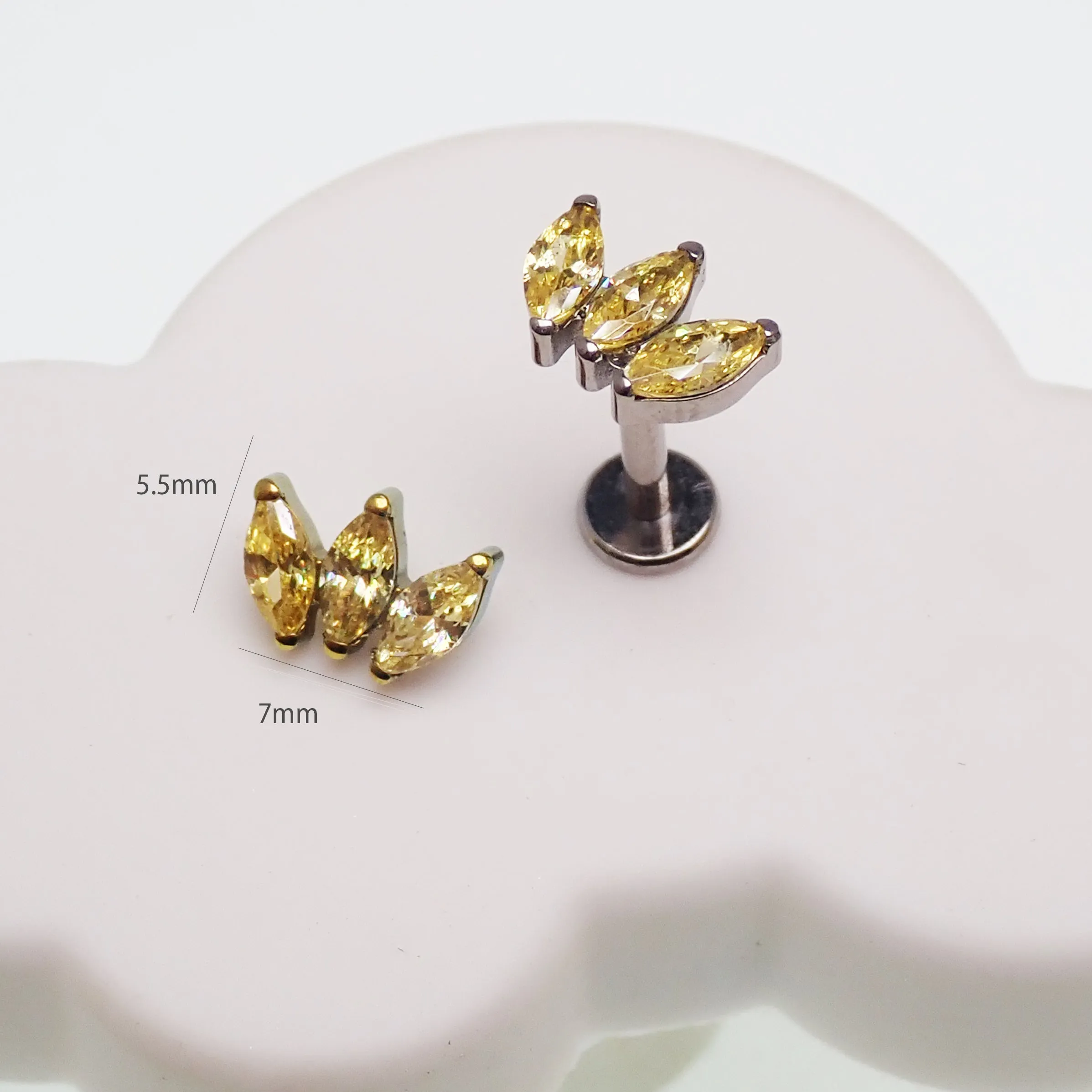 Citrine Yellow  CZ flatback 14g, 16g, 18g