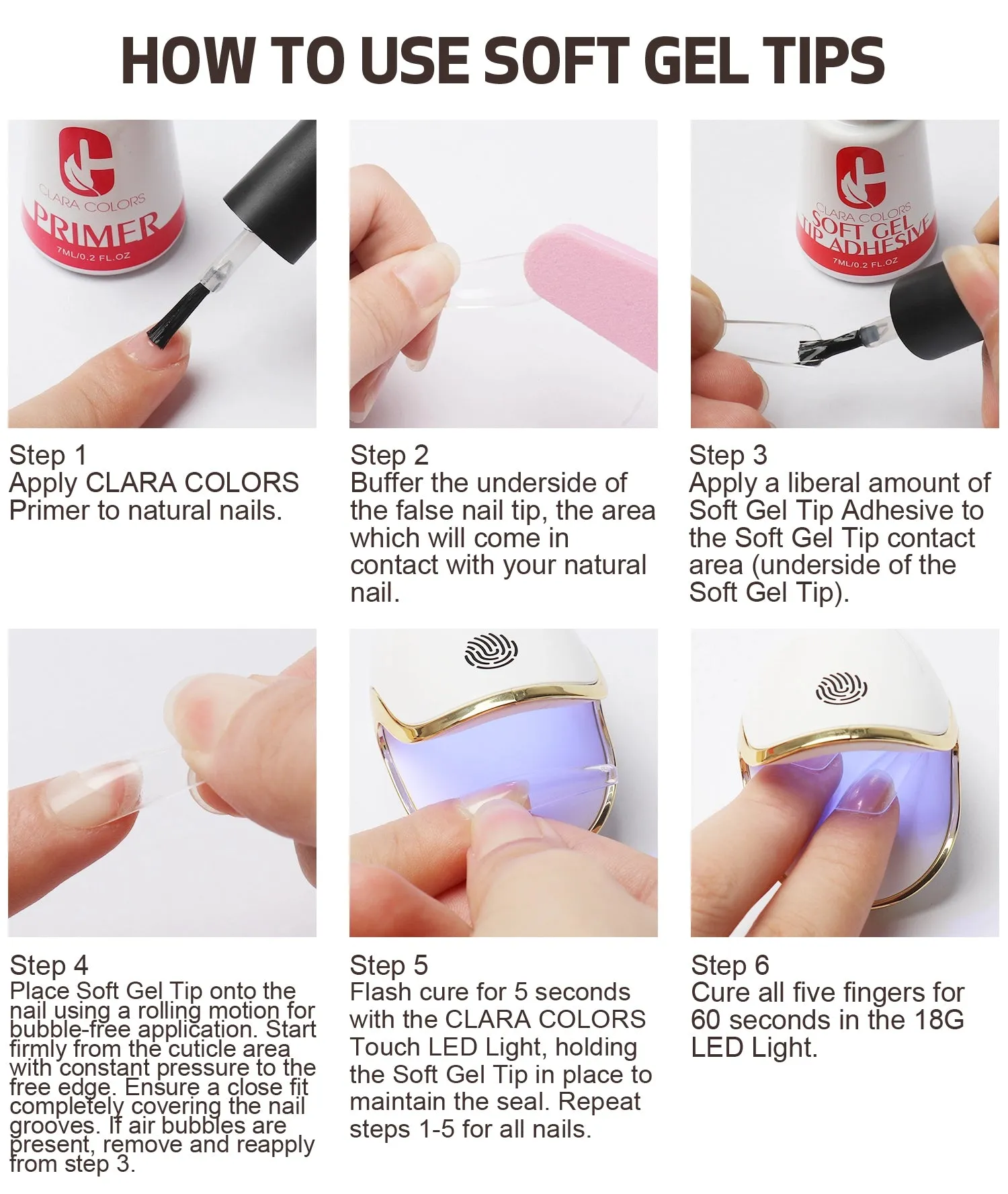 Clara Color - Full Cover Gel Tips - #03 Medium Stiletto 550pcs
