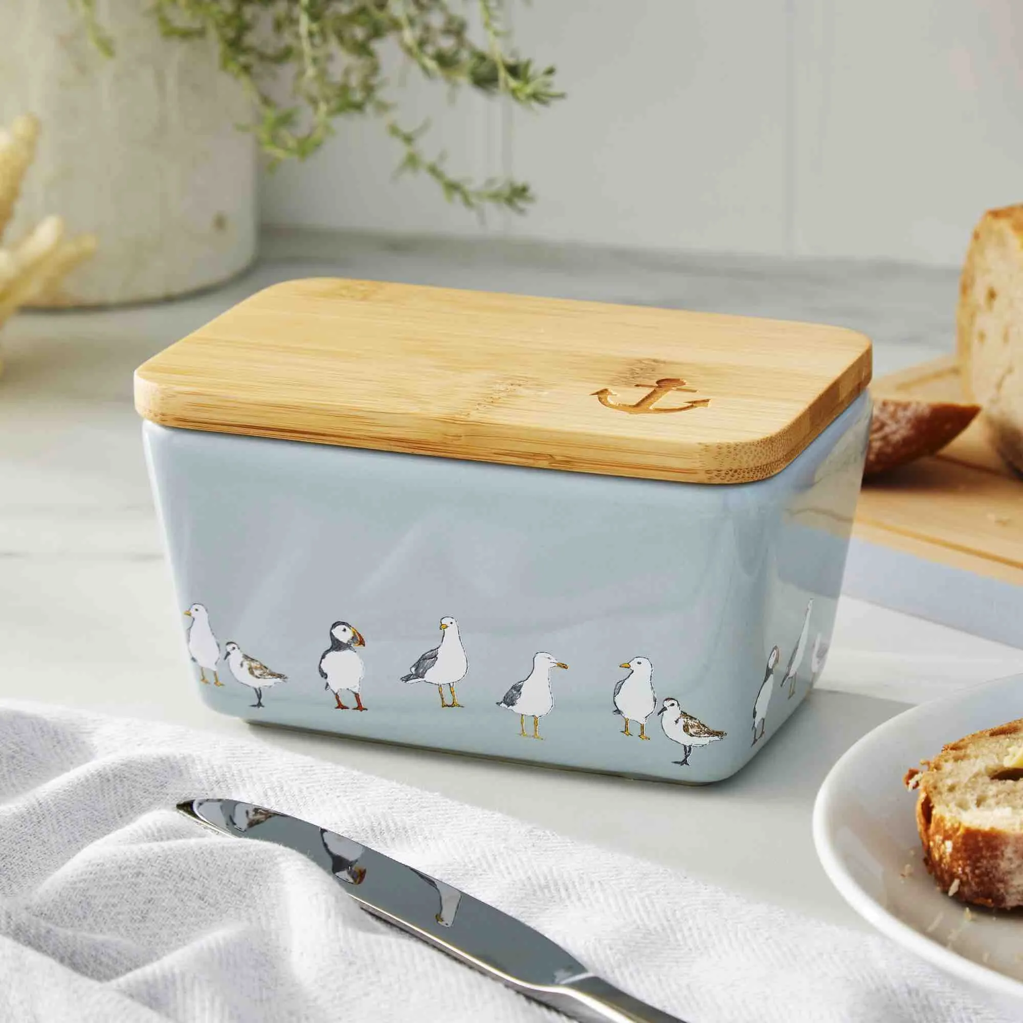 Coastal Birds Butter Dish