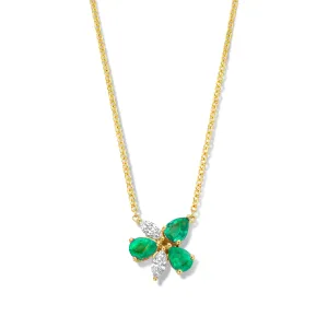 Collier avec motif - Or Jaune, Diamants et Emeraude (065801/EA)